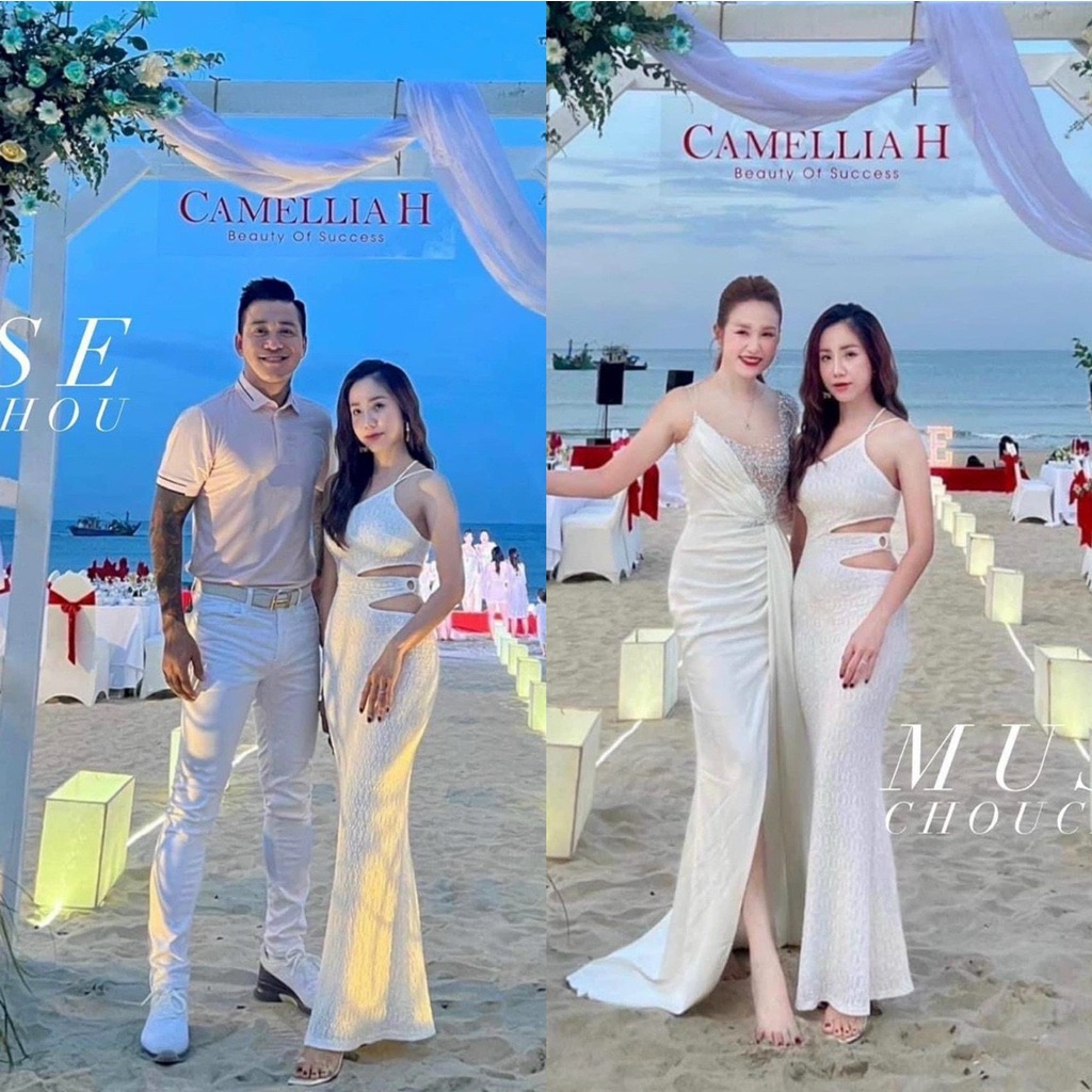 Đầm body dây chéo khoét eo maxi sang chảnh