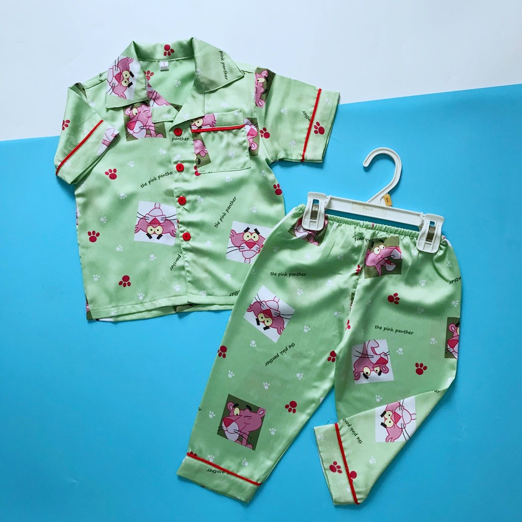 Pijama tay ngắn cho bé Lụa Satin mềm đẹp size 10-40kg nhiều mẫu