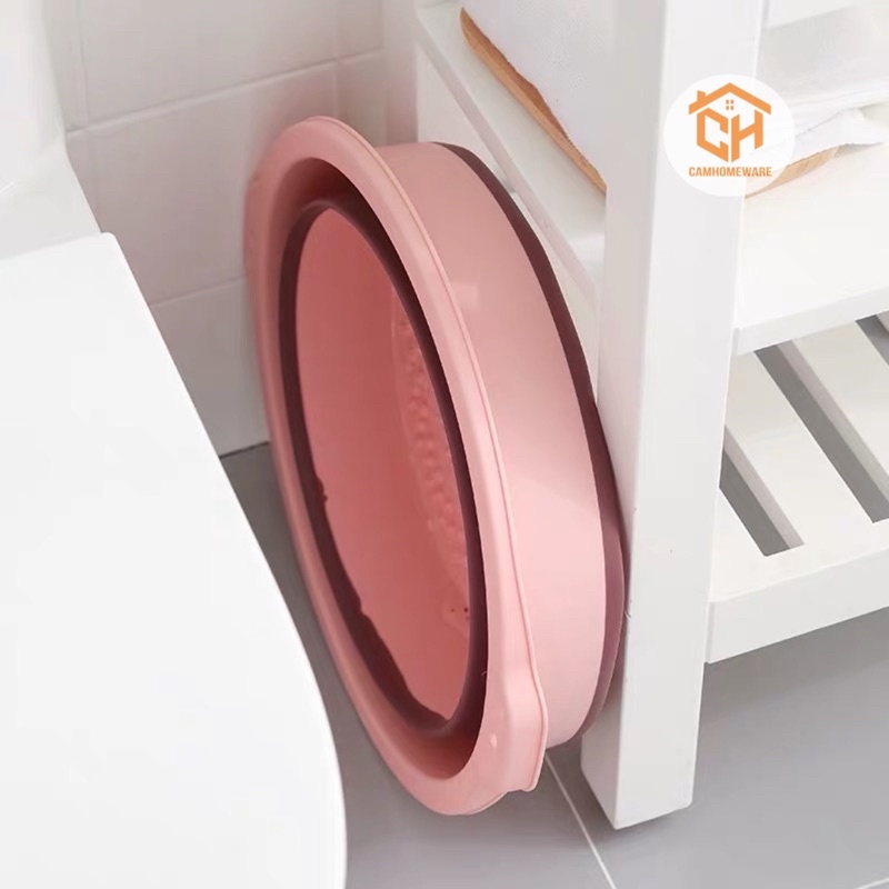 Chậu Ngâm Chân Gấp Gọn Silicon Massage Chân Thư Giãn Size To Thau Gấp Gọn Thông Minh Tiện Ích Gia Đình Cam Homeware