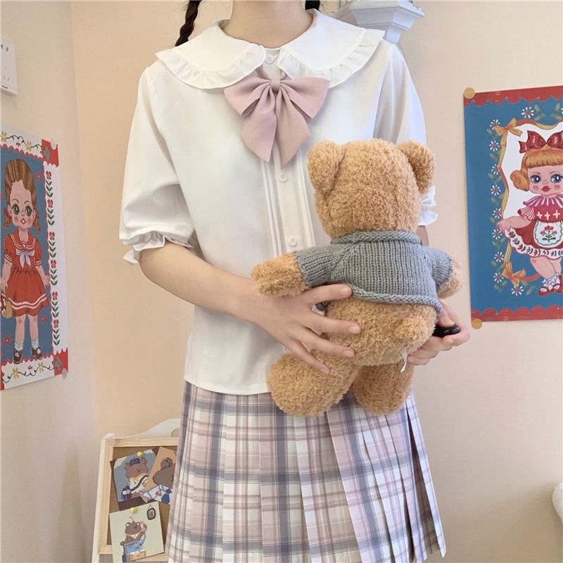 Áo Sơ Mi Tay Phồng Ngắn Cổ Búp Bê Phong Cách Lolita Nhật Bản Thời Trang Mùa Hè Cho Nữ