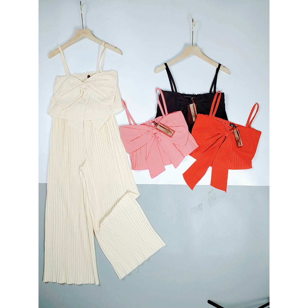 Set 2 Dây Dập Ly Nơ Ngực Mix Quần Suông Đi Biển Cực Hót | BigBuy360 - bigbuy360.vn