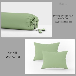 [TẶNG 1 VỎ ÔM] Combo 2 Vỏ Gối Nằm Trơn  Lụa Tencel (C) - À Ơi Concept