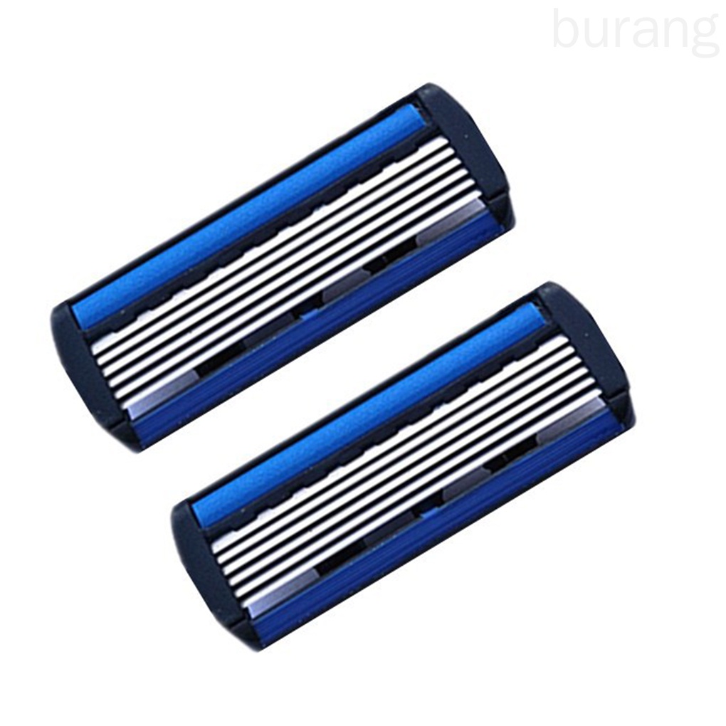 [Hàng mới về] Set 12 lưỡi dao cạo râu 6 lớp bằng thép không gỉ màu trắng kèm giá đỡ 1 lưỡi dao cầm tay