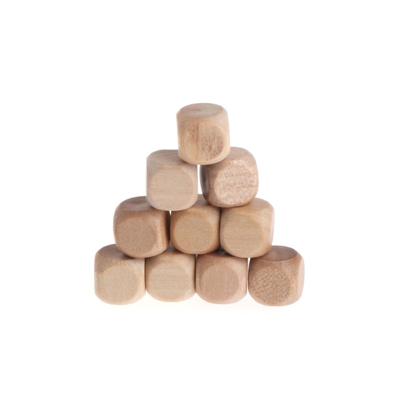 SUP 10pcs 6 Sided Blank Wood Dice Party Family DIY Games Printing Engraving Kid Toys