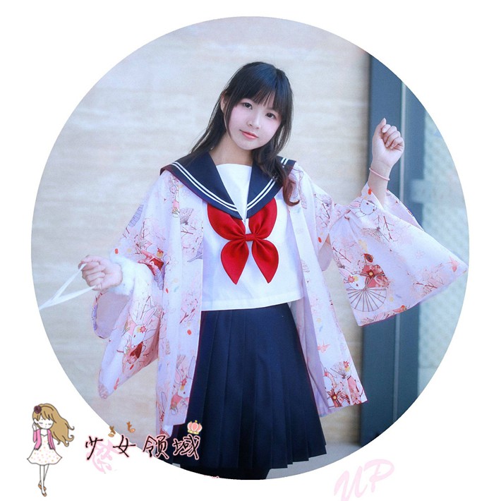 (Có sẵn) Áo khoác Kimono Haori Thỏ cầu nguyện Nhật Bản