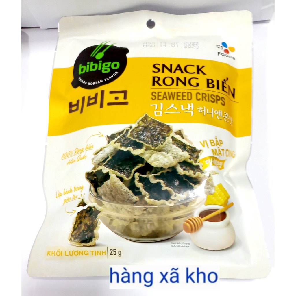 Snack Rong Biển Bibigo 25 GR mật ong và truyền thống.date: T4_/2024