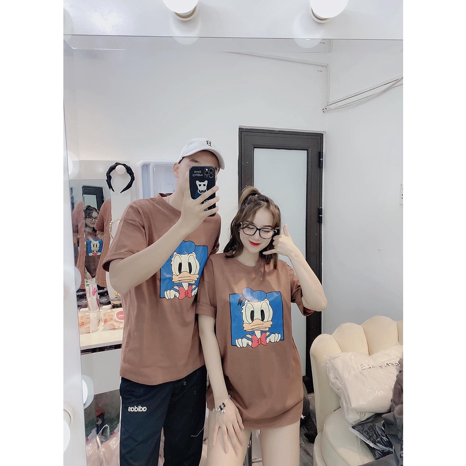 Áo phông tay lỡ unisex form rộng hình Vịt Donald_Áo thun tay cộc nam nữ basic, hottrend