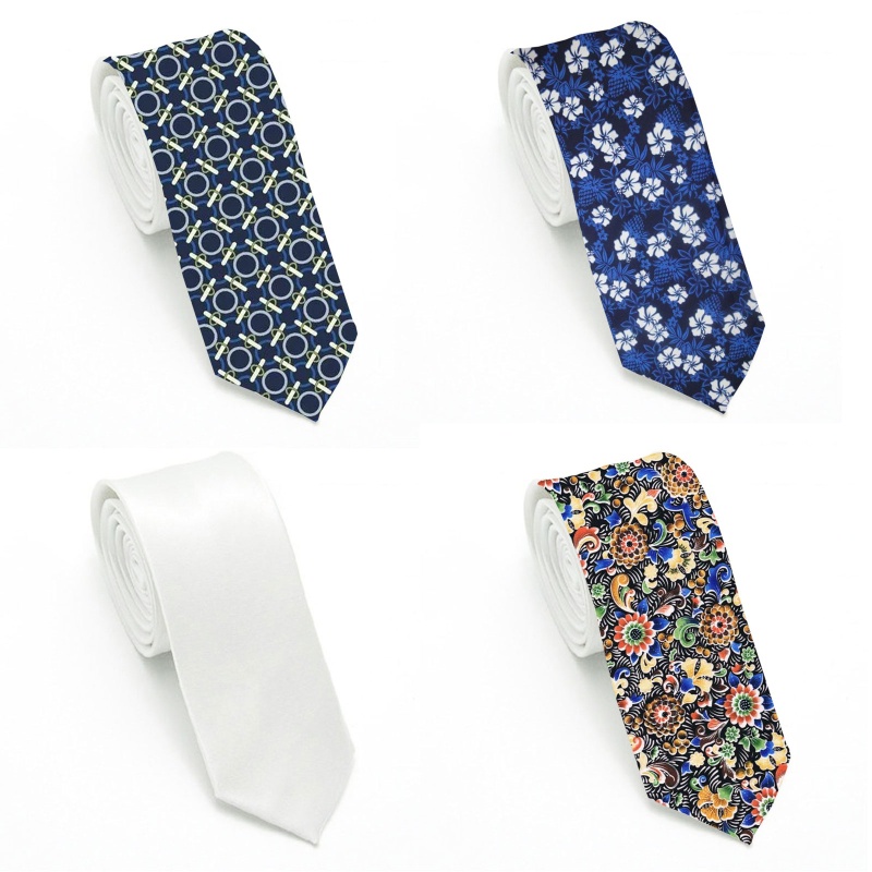 Cà Vạt Lụa Polyester Màu Trắng Trơn Chịu Nhiệt Dành Cho Nam