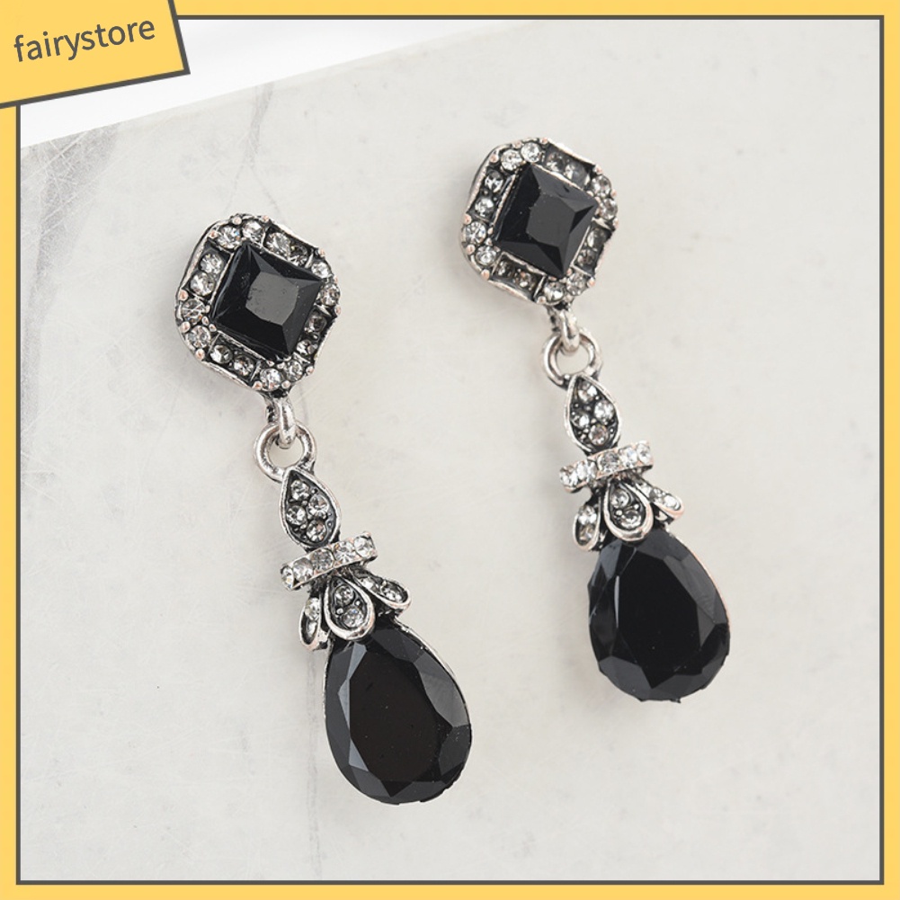 Khuyên tai dài đính đá phong cách cổ điển thanh lịch dành cho nữ