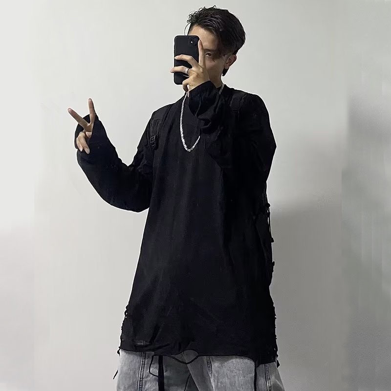 Áo Thun Tay Dài Cổ Tròn Dáng Rộng Phong Cách Hàn Quốc Thời Trang Mùa Thu Cho Nam Size M-3XL