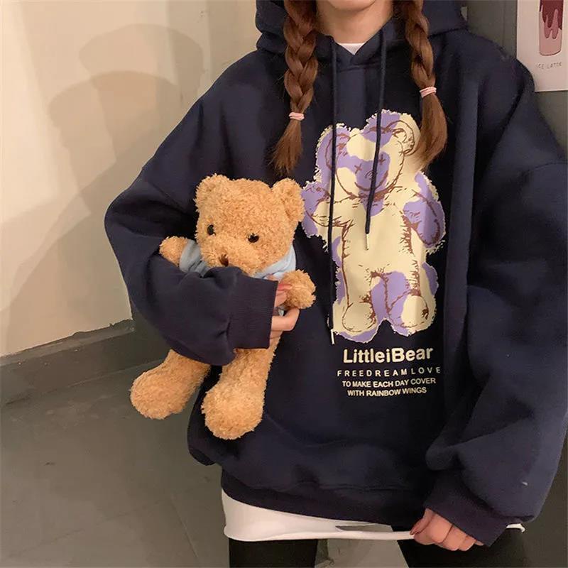 Áo hoodie dài tay dáng rộng thiết kế mới năng động thời trang mùa thu dành cho nữ