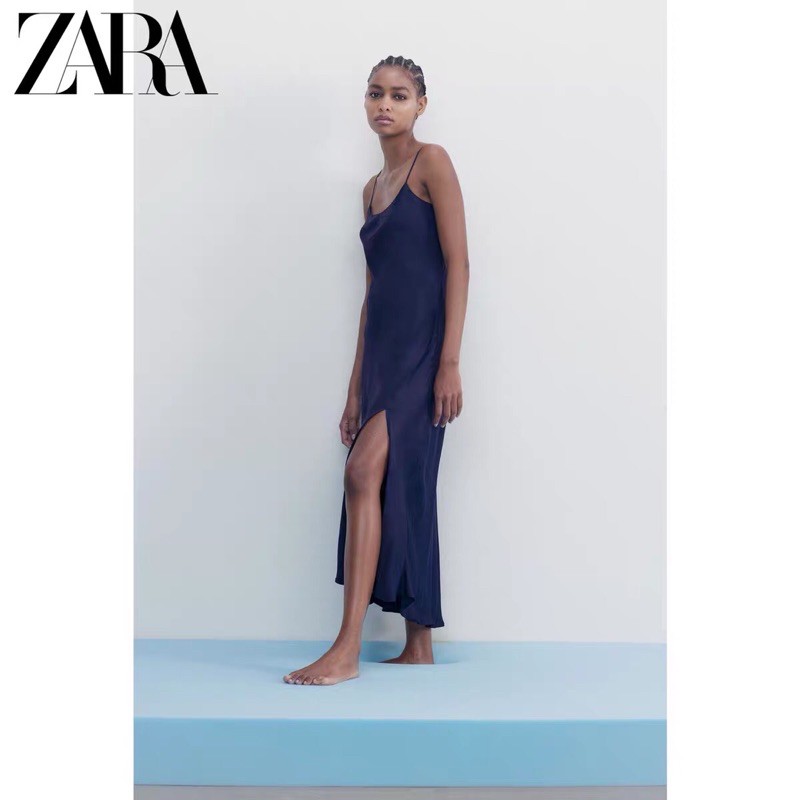 ĐẦM MAXI LỤA ZARA XANH DƯƠNG