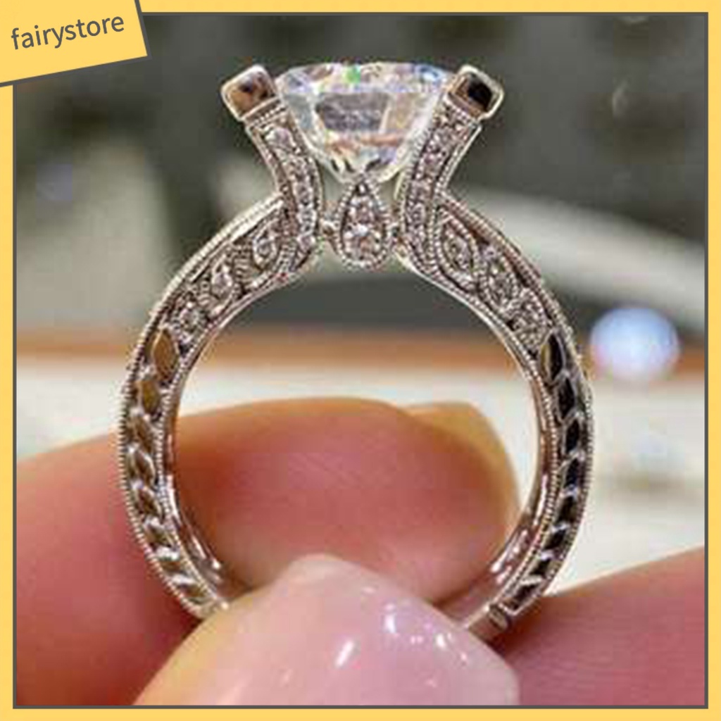 Nhẫn Đính Hôn Đính Đá Zircon Sang Trọng Cho Nữ