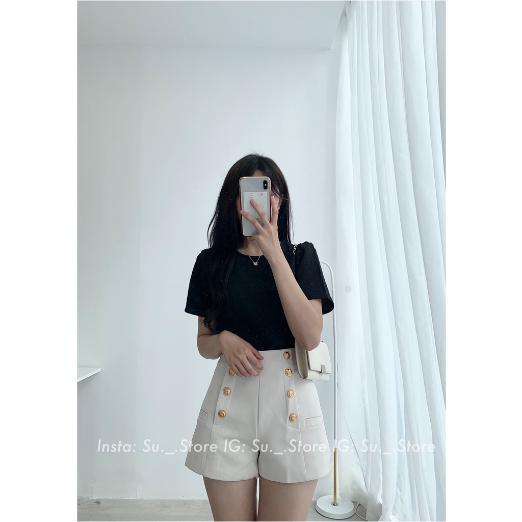 Áo croptop xốp gân ô nhí A2331 SUSTORE
