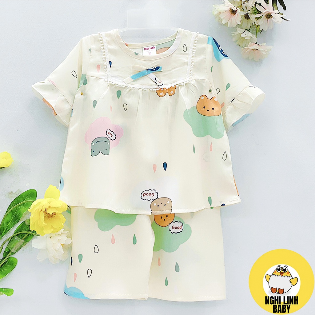 Đồ mặc nhà, quần áo trẻ em đồ bộ bé gái vải tole mẫu tay ngắn quần lửng cho bé từ 8-36kg - Nghi Linh Baby