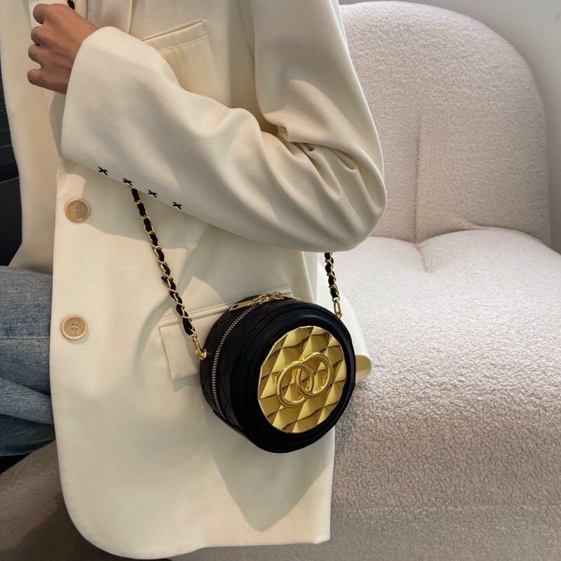 Túi tròn ánh vàng in chữ siêu chất Mã N0422