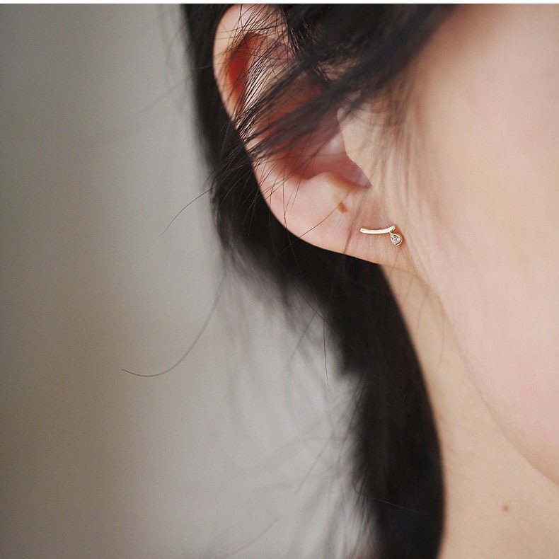 Khuyên tai ATJ9101 , Thiết kế nhỏ nhắn mini thiết kế lệch bên ANTA Jewelry