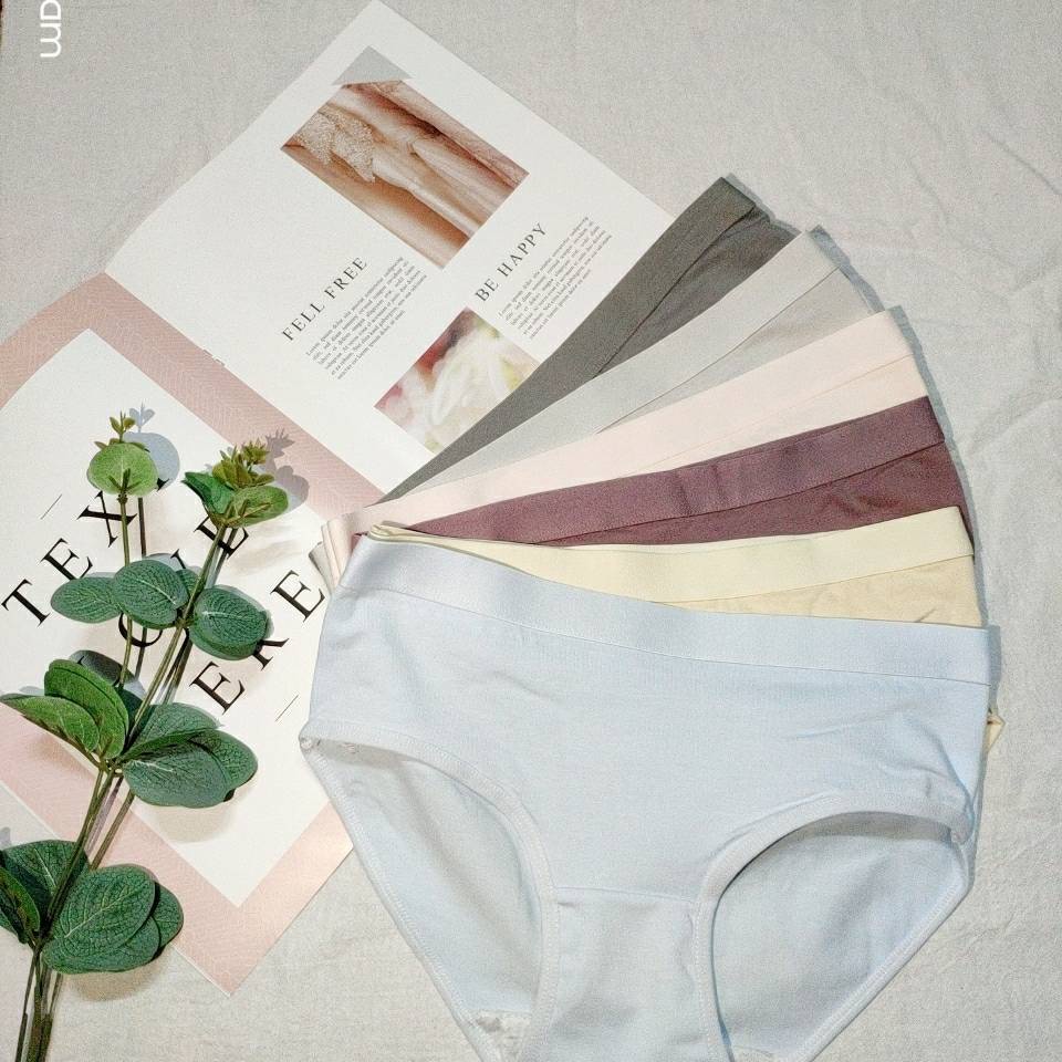 100% cotton tập tin thoải mái đồ lót nữ lớn cotton kháng khuẩn phiên bản Hàn Quốc của eo giữa nhỏ phụ nữ đôi màu rắn