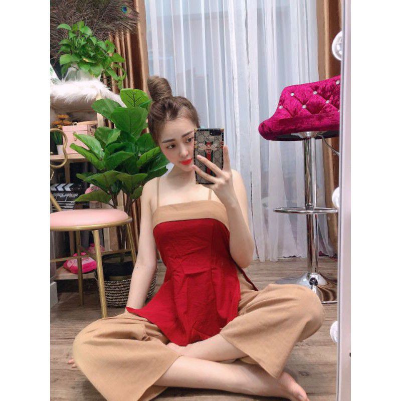 Set áo xẻ tà + quần suông siêu Hot