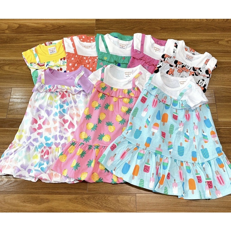 Váy hè cộc tay giả yếm cotton cho bé gái 9-21kg (Bảng 1)
