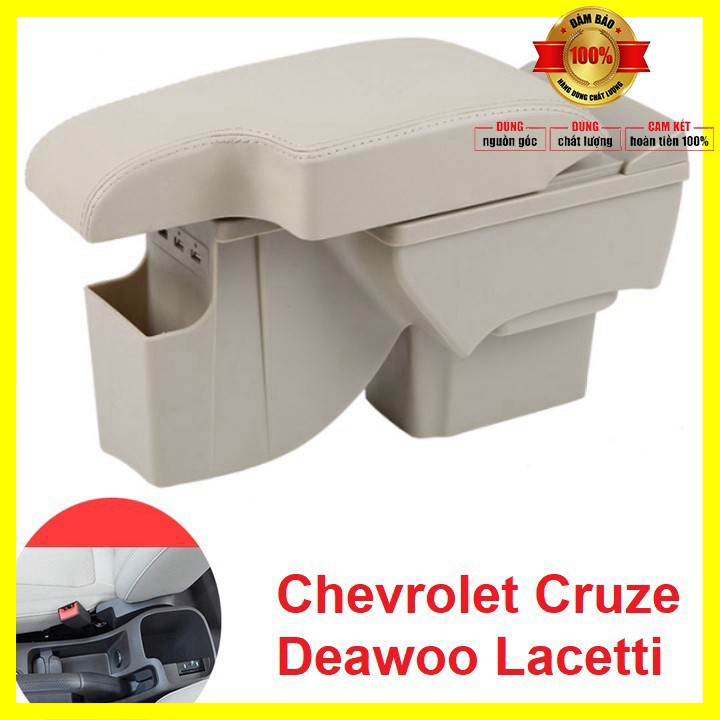 Hộp tỳ tay ô tô nguyên khối Chevrolet Cruze và Deawoo Lacetti CRZE tích hợp 3 cổng sạc USB