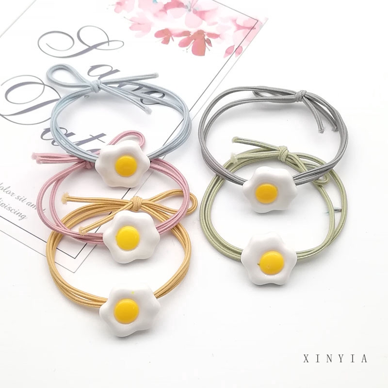 Dây buộc tóc cao su co giãn hình quả trứng kiểu Hàn Quốc xinh xắn trẻ trung dành cho nữ
