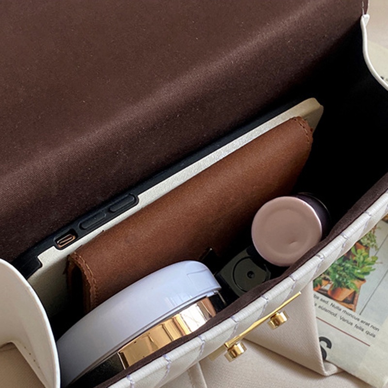 IELGY Túi Đeo Vai Hình Vuông Mềm Mại Phối Dây Xích Phong Cách Retro Thời Trang Cho Nữ