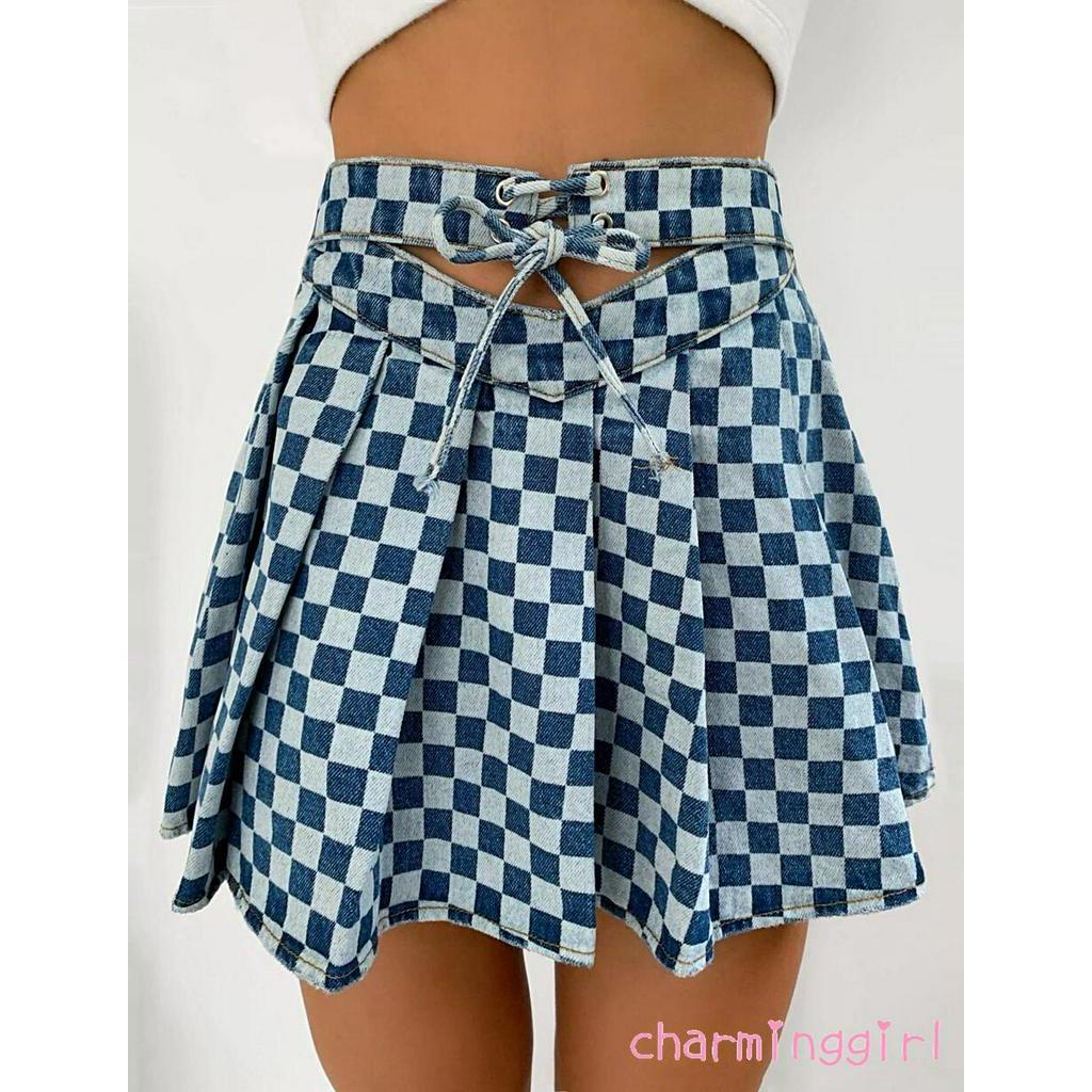 Chân Váy Jeans Chữ A Lưng Cao Thời Trang Quyến Rũ Cho Nữ