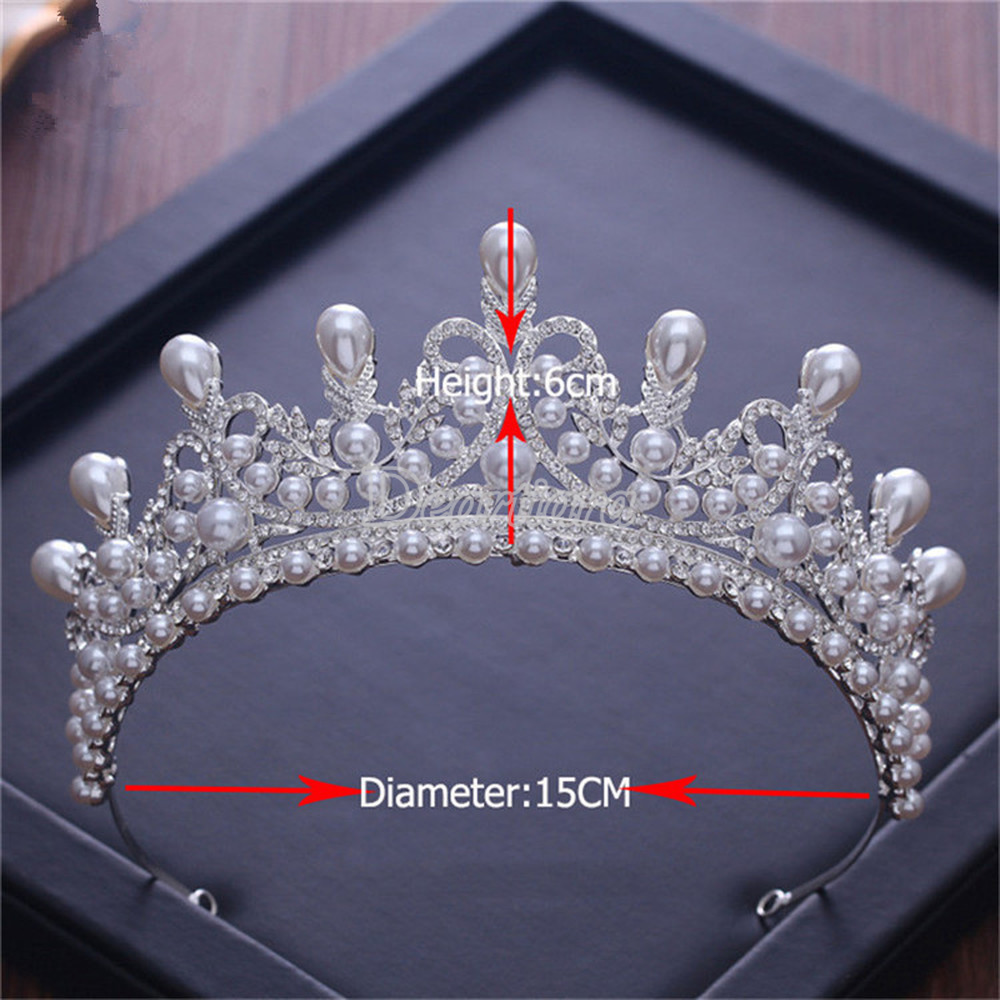 Retro Princess Pearl Crown Bridal Tiara Headdress