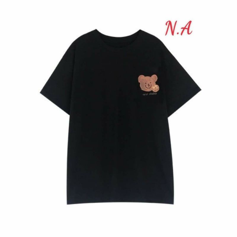 Áo phông tay lỡ nam nữ unisex form rộng Gấu AD ăn bánh in tim ullzang vải cotton mịn giá rẻ mặc đơn đôi nhóm