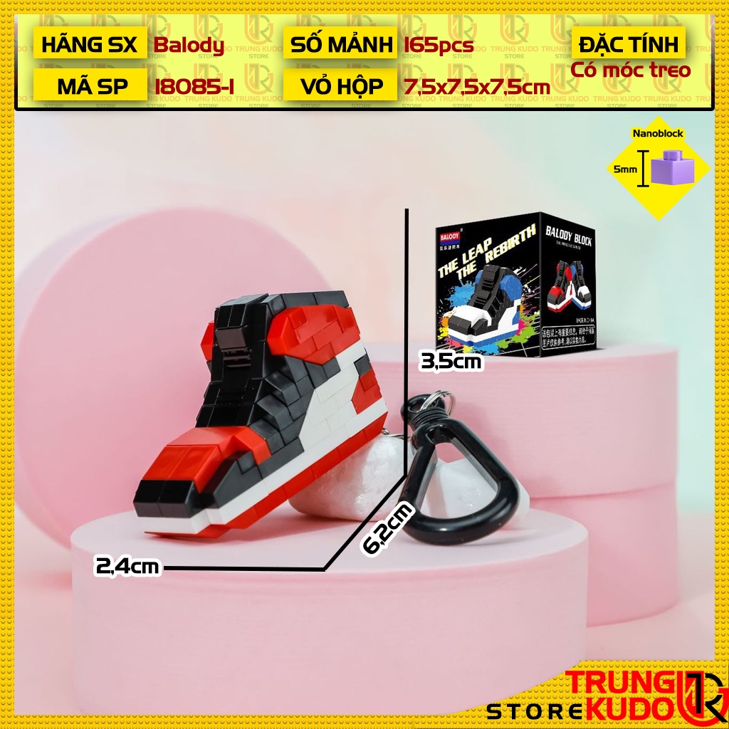 Mô hình Giày Móc Khóa dạng Đồ chơi xếp hình hình giày có móc treo dùng làm quà tặng bạn bè, đồ decor