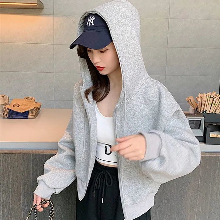Áo hoodie tay dài màu sắc thời trang thu đông cho nữ 2021