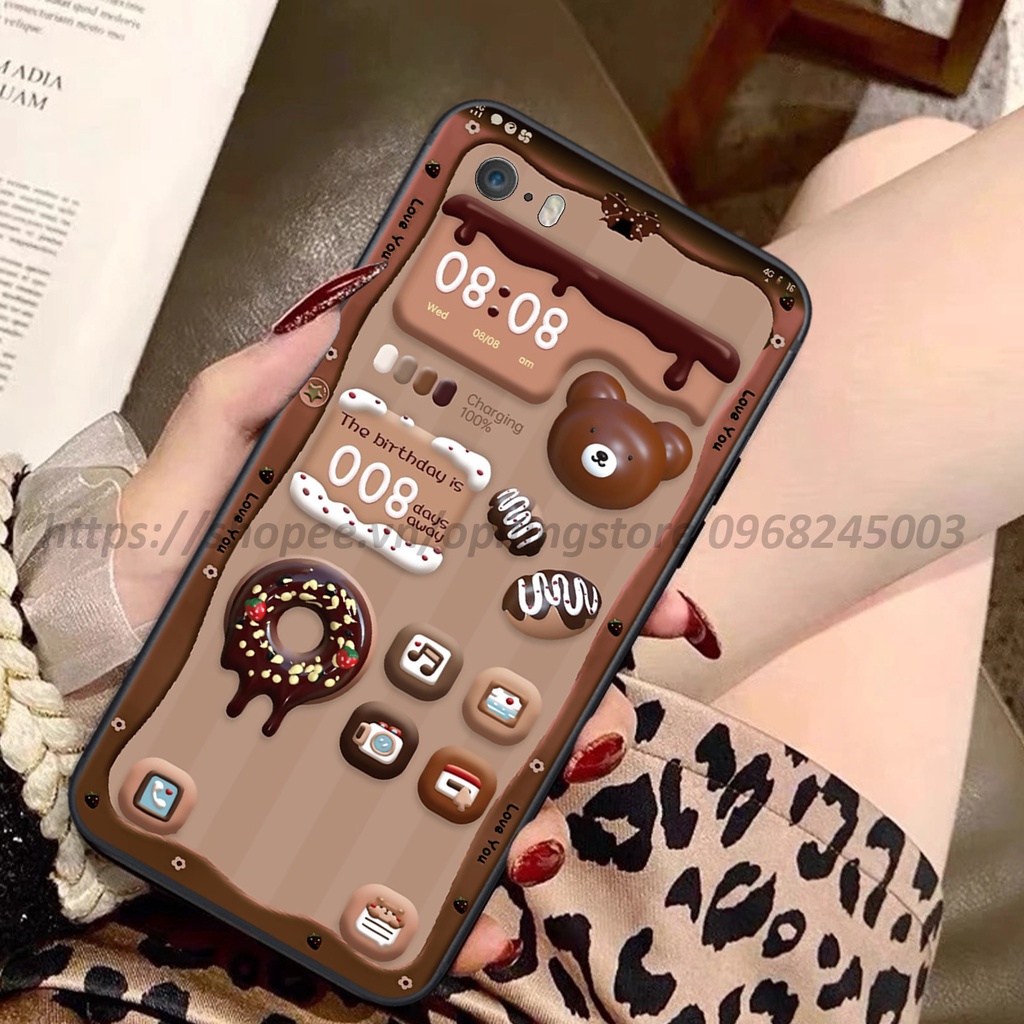 Ốp lưng Iphone 5 / 5S / 5SE in hình 3D gấu cute xinh xắn cạnh viền vuông bảo vệ camera