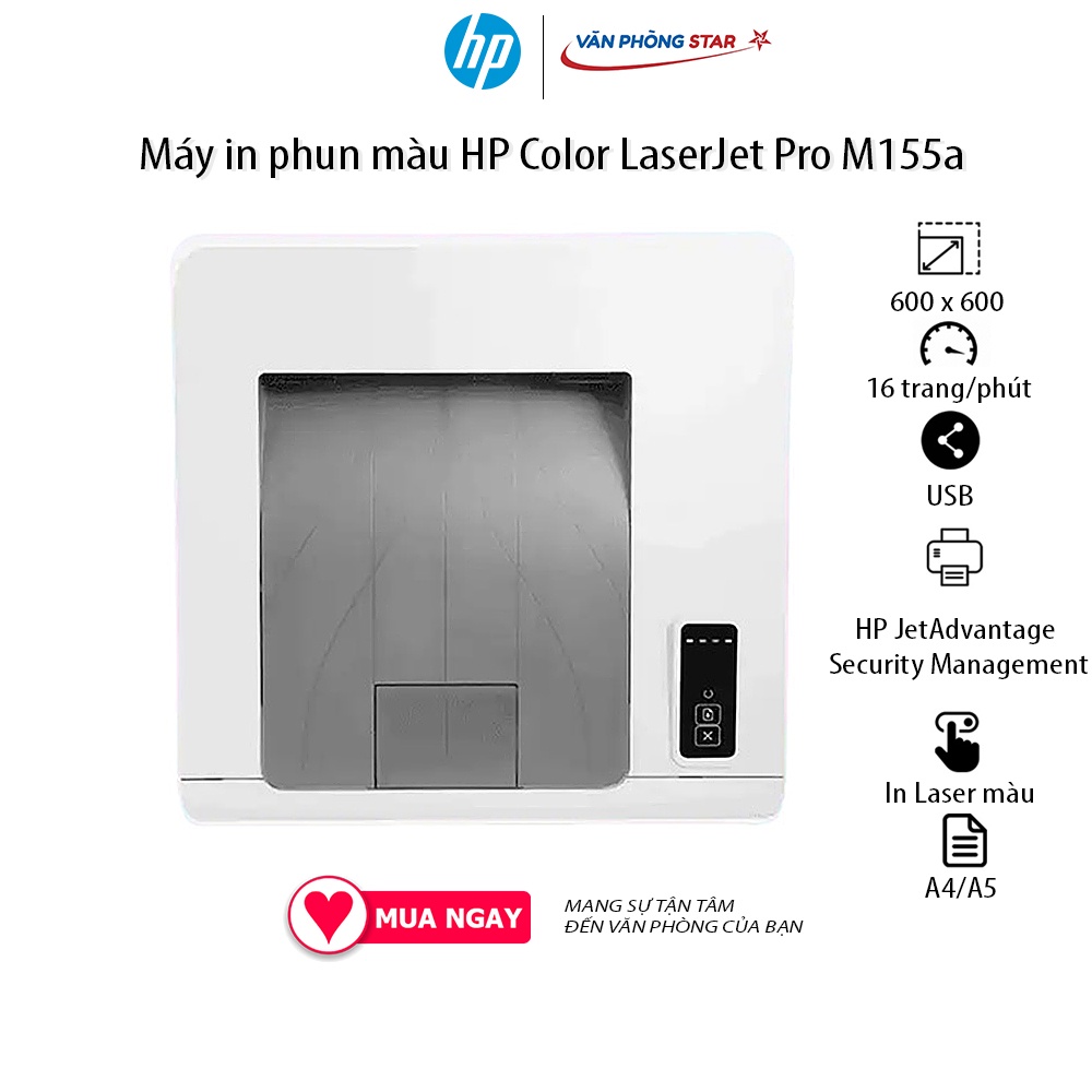 Máy in laser màu HP Color LaserJet Pro M155a tốc độ 16 trang/phút độ phân giải 600 x 600 dpi tại vanphongstar