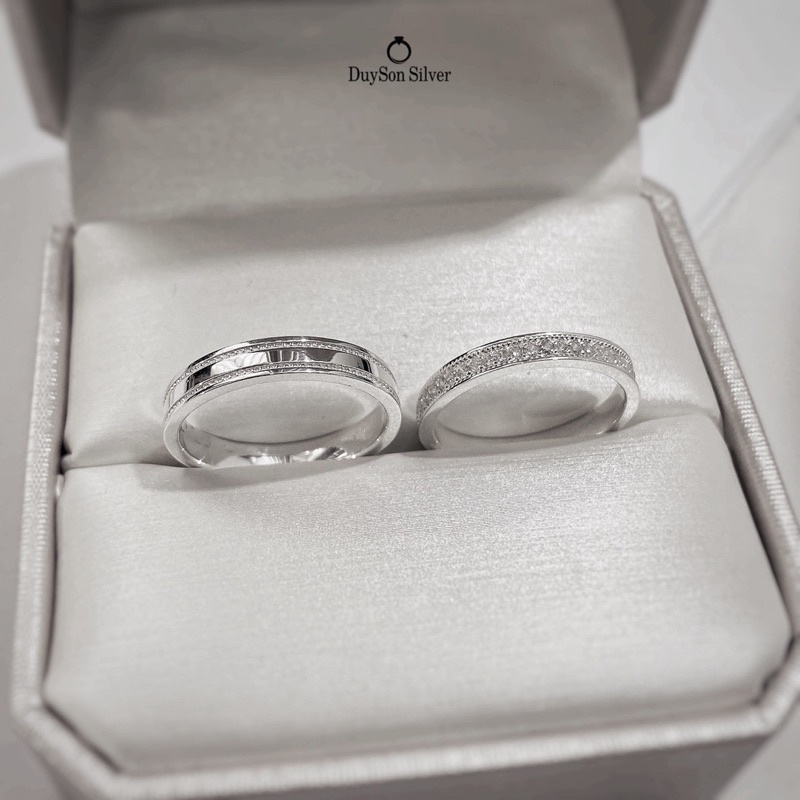 Nhẫn đôi bạc nam nữ DUYSON SILVER, nhẫn cặp bạc 925 đính đá cao cấp