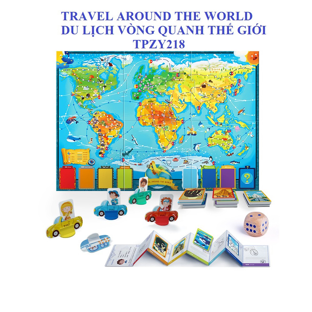 (giá tốt) Trò chơi board game DU LỊCH VÒNG QUANH THẾ GIỚI chính hãng TOI Travel Around The World TPZY218