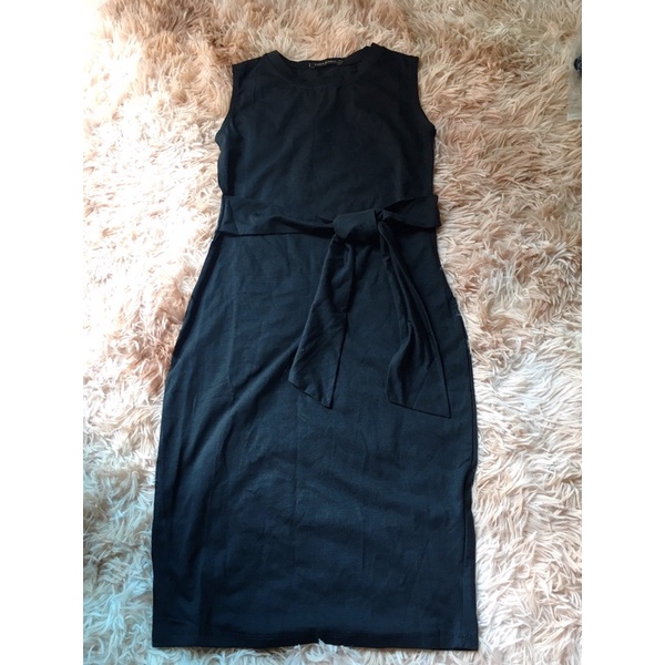 váy thun body thắt nơ bụng/ đầm cotton thắt nơ bụng / váy đầm thun sát nách tặng áo ren mềm