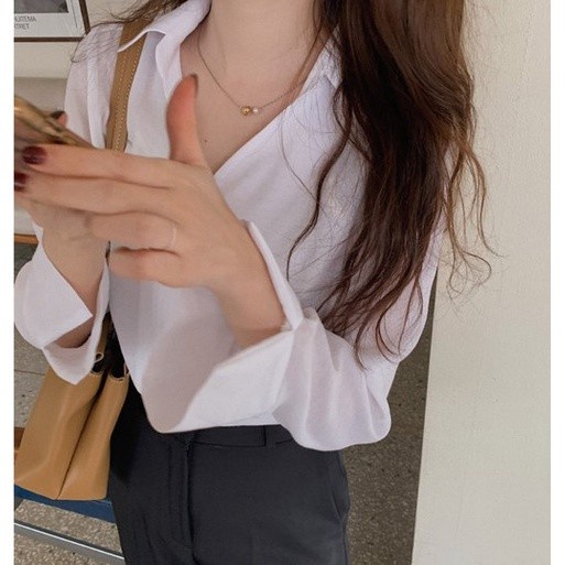 Áo sơ mi dài tay cổ bẻ hàng nút hàng nút phong cách Hàn Quốc mới 45190