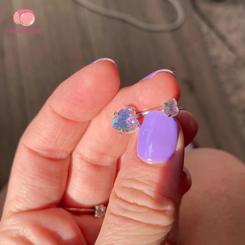 [Amazinglife] Khuyên Rốn Đính Đá Zircon Hình Trái Tim Bằng Thép Không Gỉ Đơn Giản Thời Trang