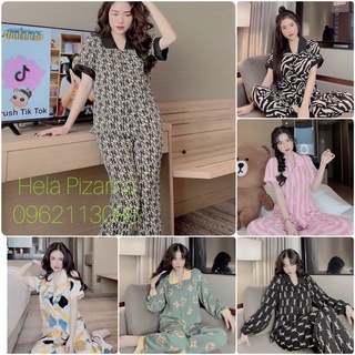Bộ pizama cổ sen hàng lụa Satin cao cấp- bộ đồ mặc nhà bộ đồ pizama