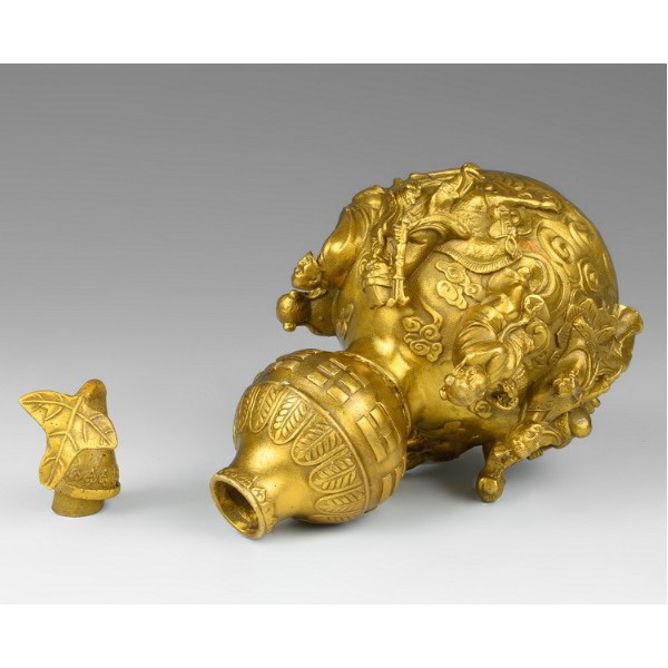 Bình Hồ Lô Bát Tiên Đúc Bằng Đồng Thau Nguyên Chất Cao 23cm Nặng 1,1kg