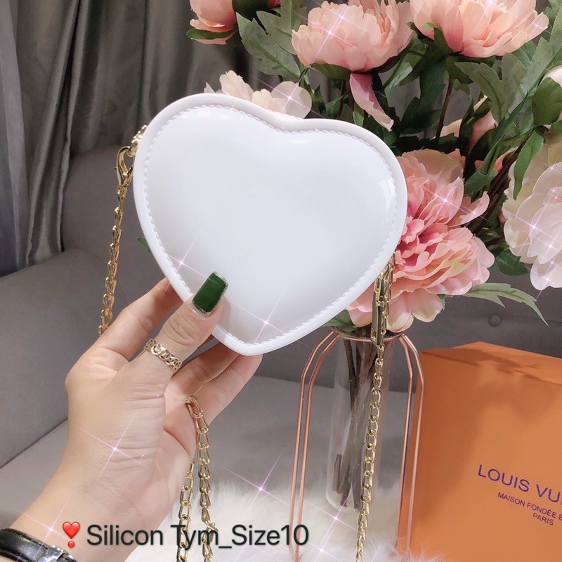 [Mã FASHIONGREEN264 giảm 10% tối đa 30k đơn từ 99k] Túi đeo chéo trái tim silicon nhựa mini thời trang hàng Qc cao cấp