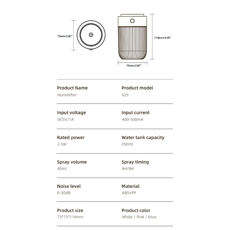 Máy Tạo Độ Ẩm Không Khí Cá Nhân USB 250ml 2 Chế Độ Phun Sương Tự Động Ngắt Tắt Dùng Cho Văn