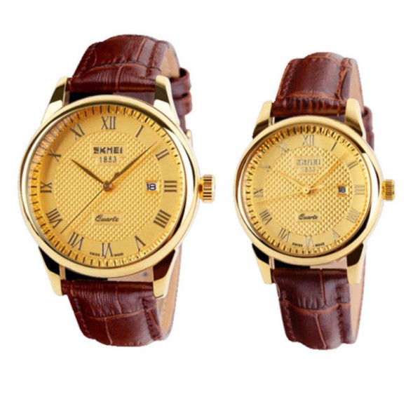 Đồng Hồ Đôi Skmei 9058(Màu: Đen Viền Vàng, Đen Viền Trắng, Đen Mặt Trắng, Nâu Mặt Trắng, Nâu Mặt Vàng, Trắng Viền Vàng) | BigBuy360 - bigbuy360.vn