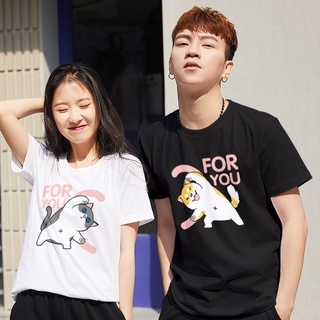 Áo thun couple in hình chó mèo mẫu áo đôi chó mèo ghép đôi chất vải dày mịn form chuẩn