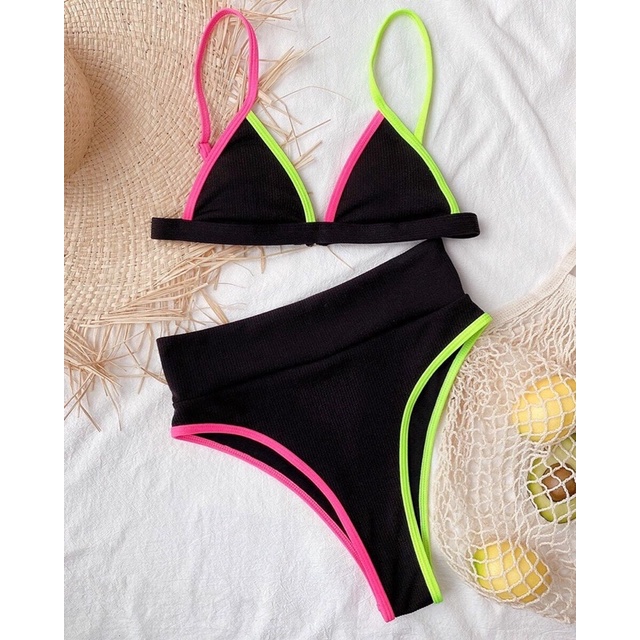 Bikini Quảng Châu cạp cao viền nhiều màu