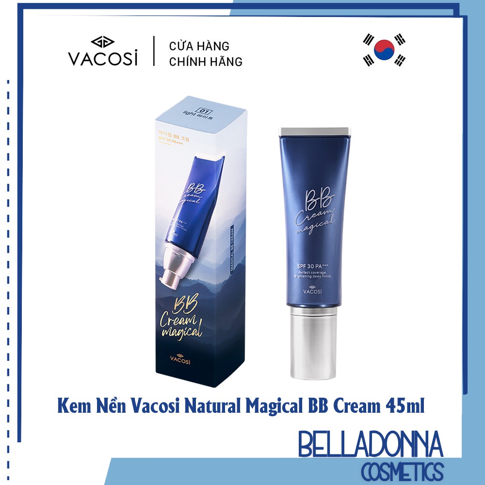 [HÀNG CHÍNH HÃNG] Kem Trang Điểm Nền BB Vacosi Natural Magical BB Cream 45ml #02 Natural: Tone Tự Nhiên