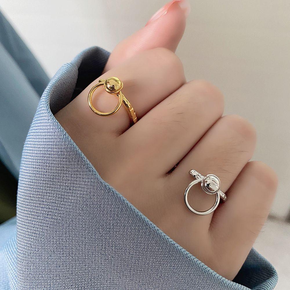 Nhẫn Mặt Dây Chuyền Tròn PRESTON|Nhẫn Thời Trang Màu Sắc Bạc Mỏng Cho Nữ