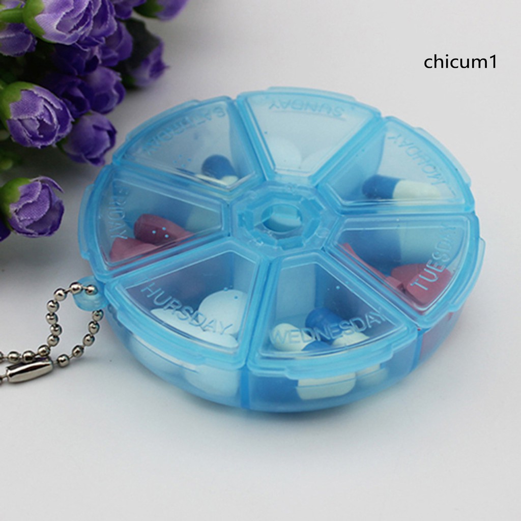 [Hàng mới về] Hộp nhựa tròn 7 ngăn đựng thuốc tiện dụng