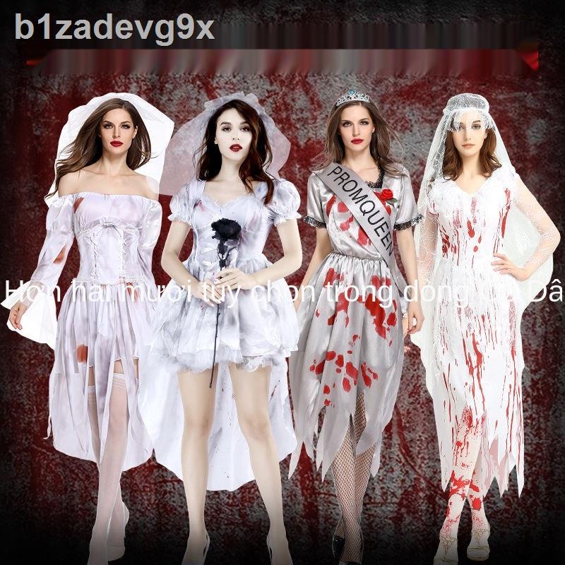 Halloween trang phục người lớn nữ tính ma cà rồng cô dâu chú rể quần áo cặp đôi đáng sợ zombie phù thủy ăn mặ